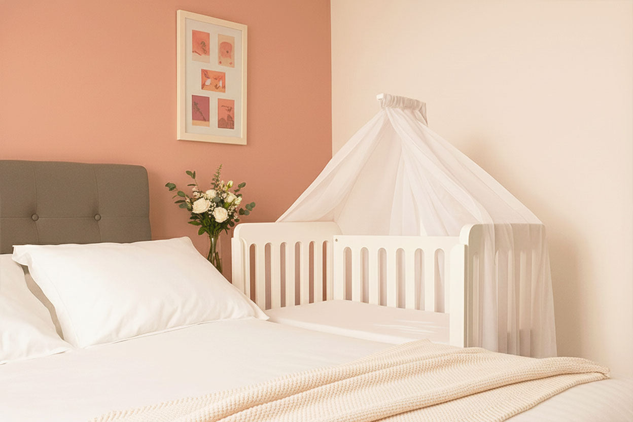 Velo para cuna colecho instalado en modelos Nube y Destellos